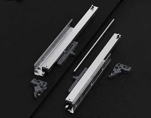 Three-sections Full Extension Synchronized Push to Open with bar Concealed Drawer Slides