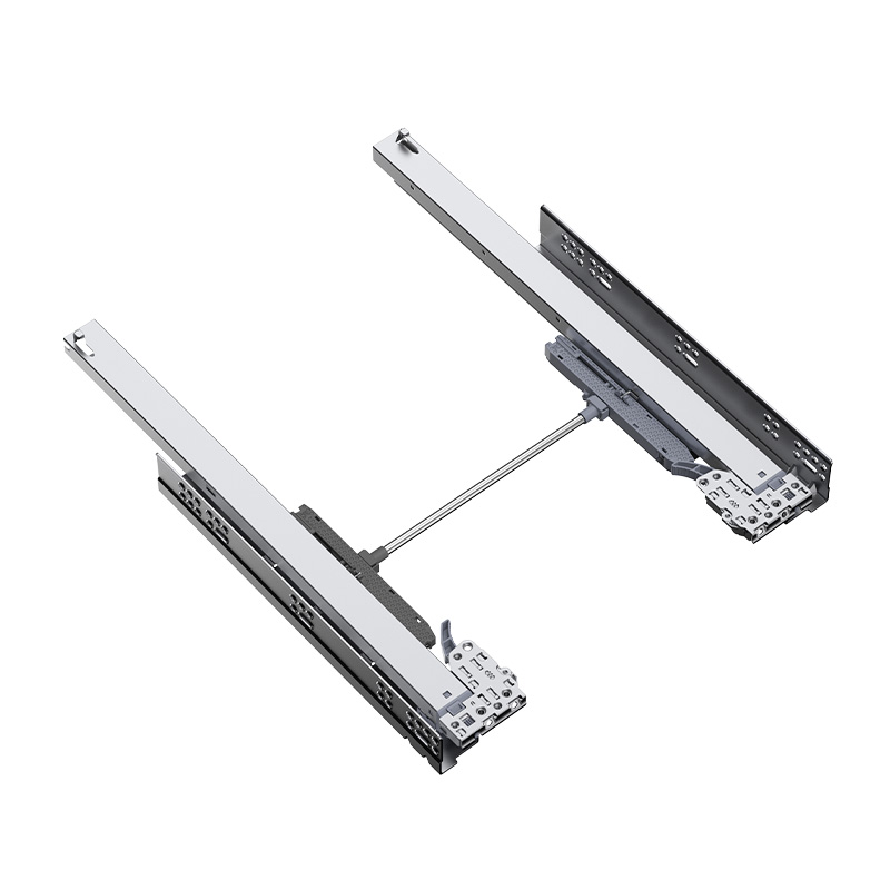 Three-sections Full Extension Synchronized Push to Open with bar Concealed Drawer Slides  (3)